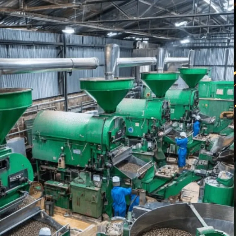Equipe acompanhando uma linha de produção